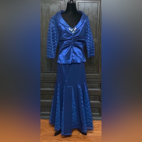Vintage Emma Fashions Cocktail /wedding Navy gown- size 6 - Picture 1 of 14